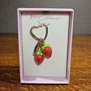 Betsey Johnson Strawberry Keychain Bag Charm NIB
